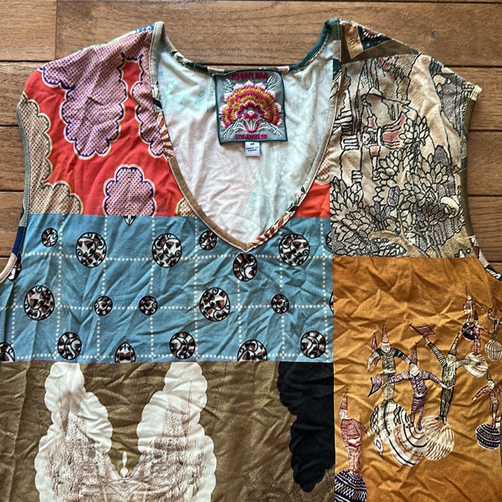 Johnny Was Colorful Patchwork Sleeveless Dress - Picture 8 of 12